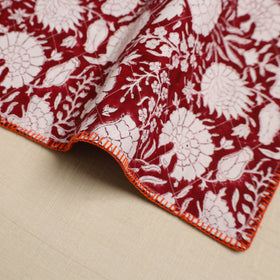 Maroon Hand Embroidered Floral Cotton Reversible Table Mat