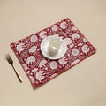 Maroon Hand Embroidered Floral Cotton Reversible Table Mat