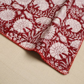 Maroon Hand Embroidered Floral Cotton Reversible Table Mat