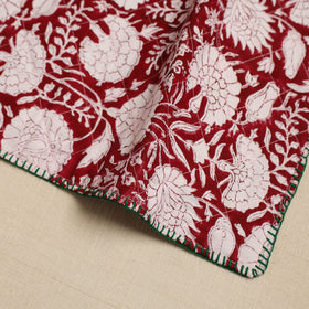  Maroon Hand Embroidered Floral Cotton Reversible Table Mat