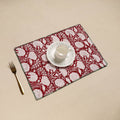  Maroon Hand Embroidered Floral Cotton Reversible Table Mat