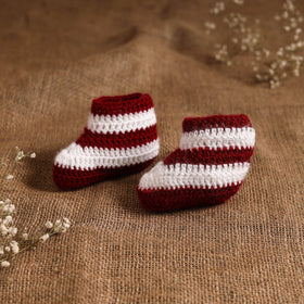 Maroon - hand knitted woollen socks for kids (6-12 months)