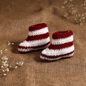 Maroon - hand knitted woollen socks for kids (6-12 months)