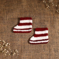 Maroon - hand knitted woollen socks for kids (6-12 months)