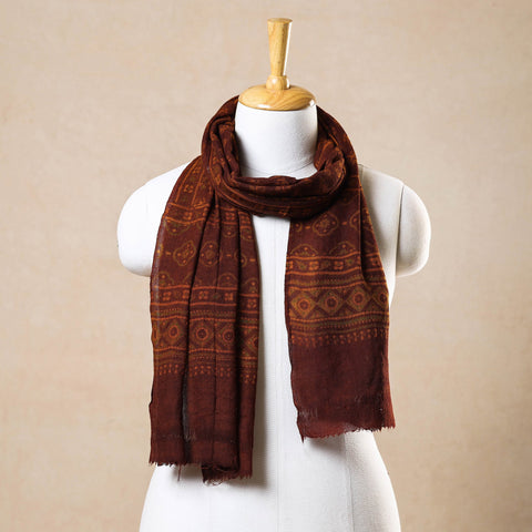  Ajrakh Hand Block Printed Pure Woolen Stole Online at iTokri.com