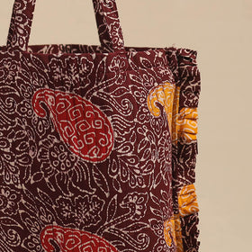 Maroon - handcrafted cotton frill jhola bag 01