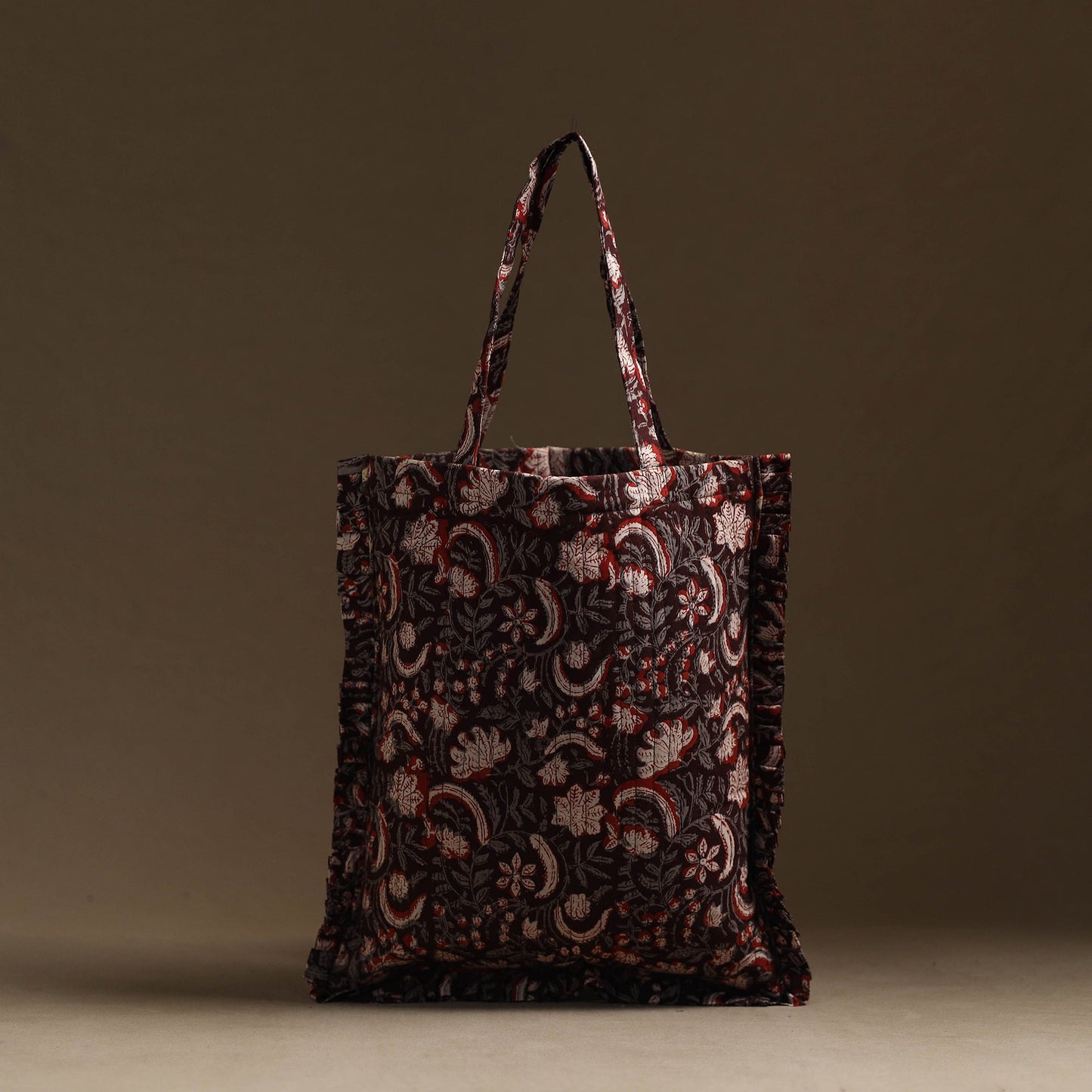 Maroon - handcrafted cotton frill jhola bag 35