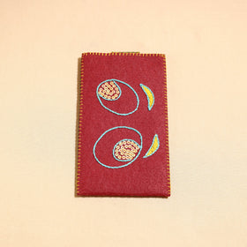 Maroon Handcrafted Embroidered Felt Mobile Pouch 