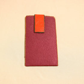 Maroon Handcrafted Embroidered Felt Mobile Pouch 