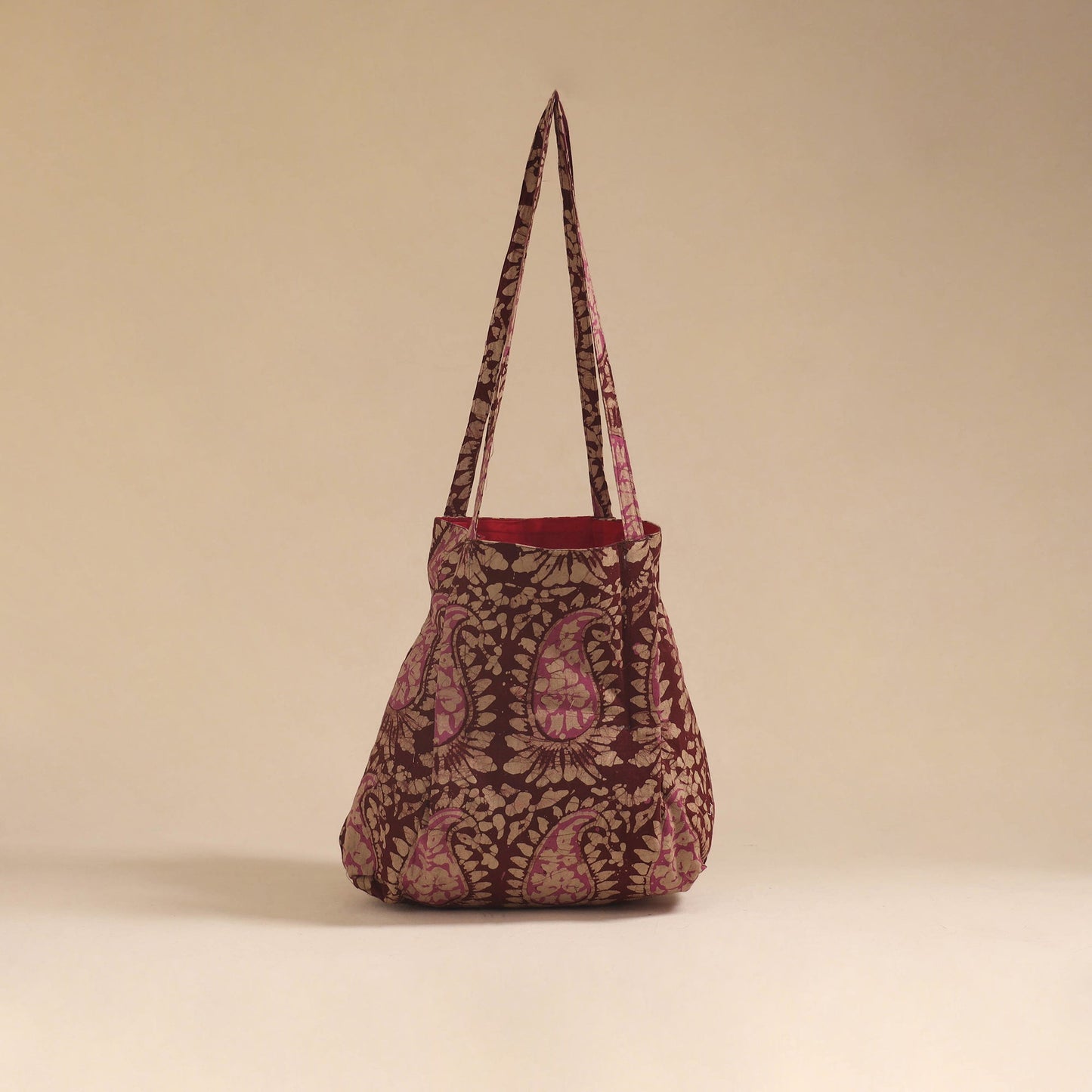 Red - handcrafted fabric jhola bag 09