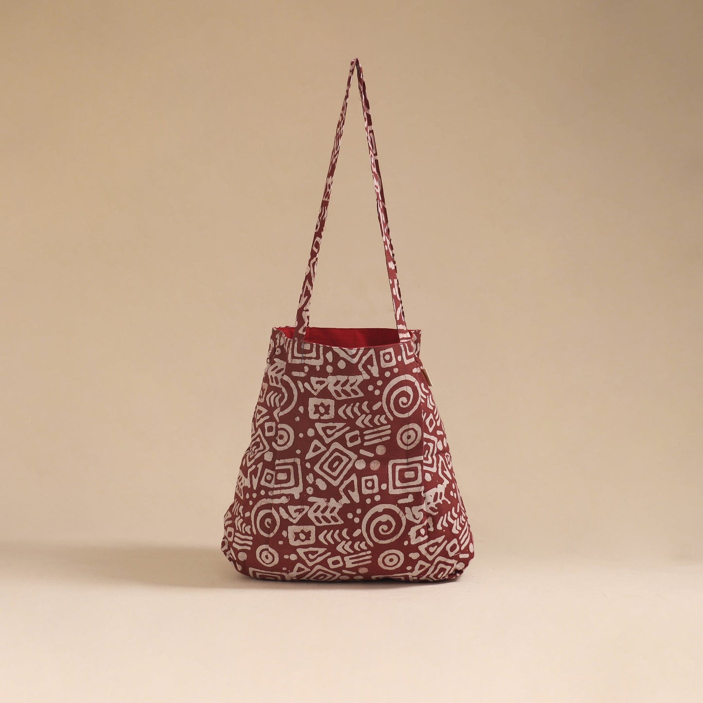 Red - handcrafted fabric jhola bag 11