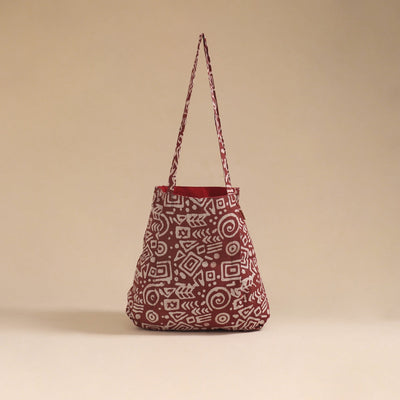 Red - handcrafted fabric jhola bag 11