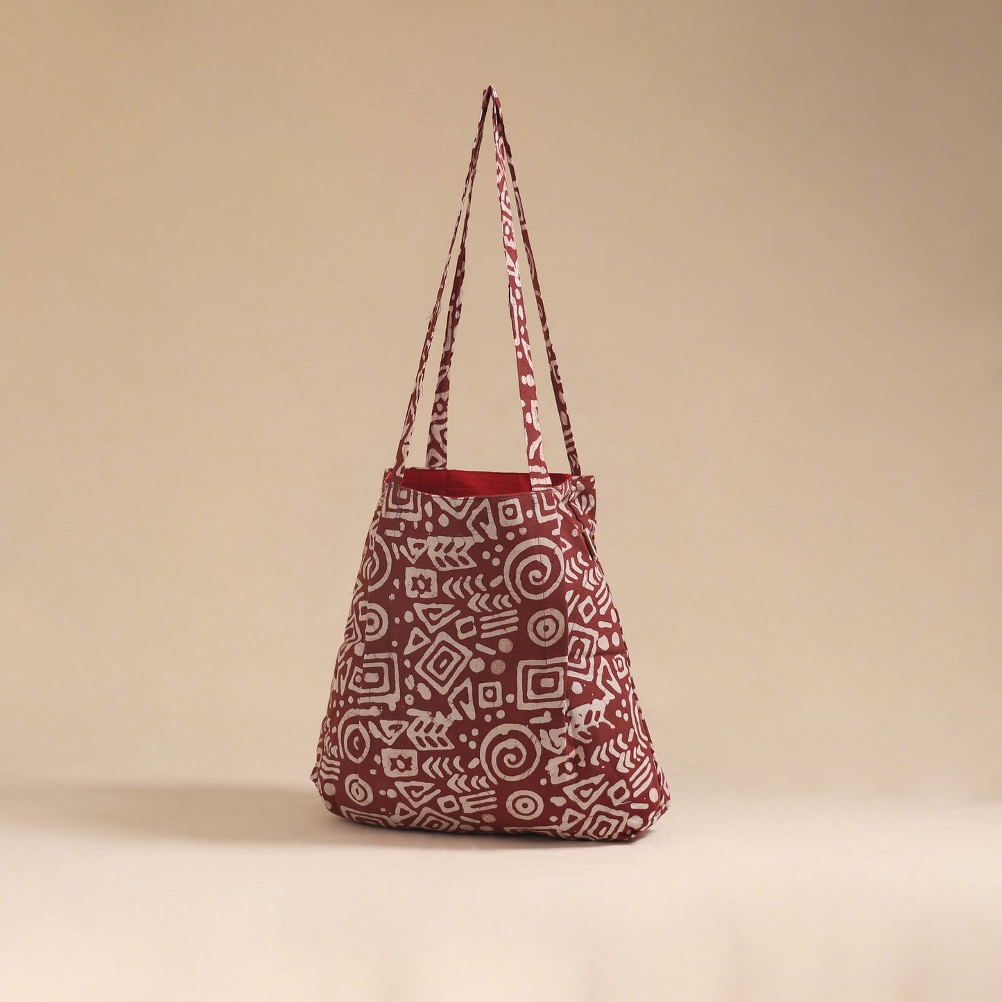 Red - handcrafted fabric jhola bag 11