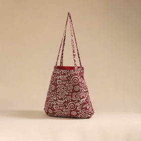 Red - handcrafted fabric jhola bag 11