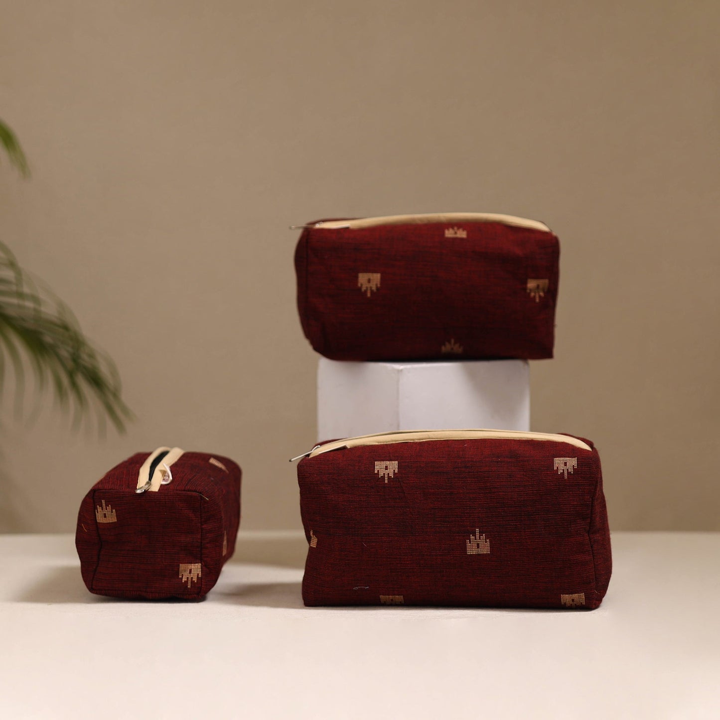 Handcrafted fabric toiletry bags (set of 3) 12