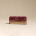Maroon - handcrafted ikat fabric jute clutch / wallet