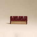 Maroon - handcrafted ikat fabric jute clutch / wallet
