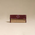 Brown - handcrafted ikat fabric jute clutch / wallet