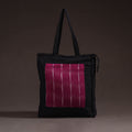 Maroon - handcrafted ikat patch canvas cotton shoulder bag