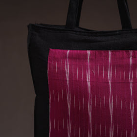 Maroon - handcrafted ikat patch canvas cotton shoulder bag