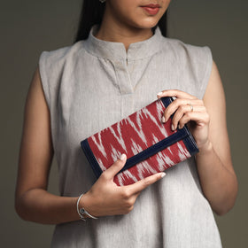 Maroon Handcrafted Ikat Weave Leather Wallet