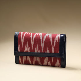 Maroon Handcrafted Ikat Weave Leather Wallet