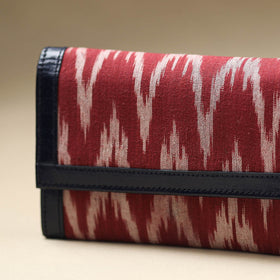 Maroon Handcrafted Ikat Weave Leather Wallet