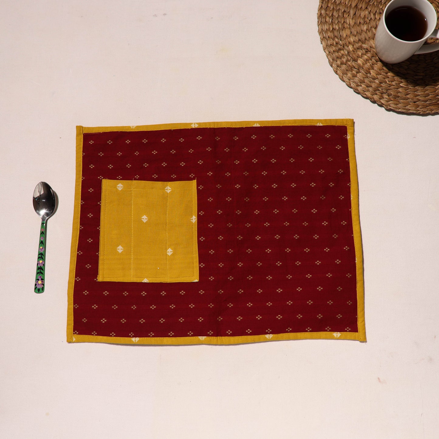  Maroon Jacquard Table Placemats for Home 