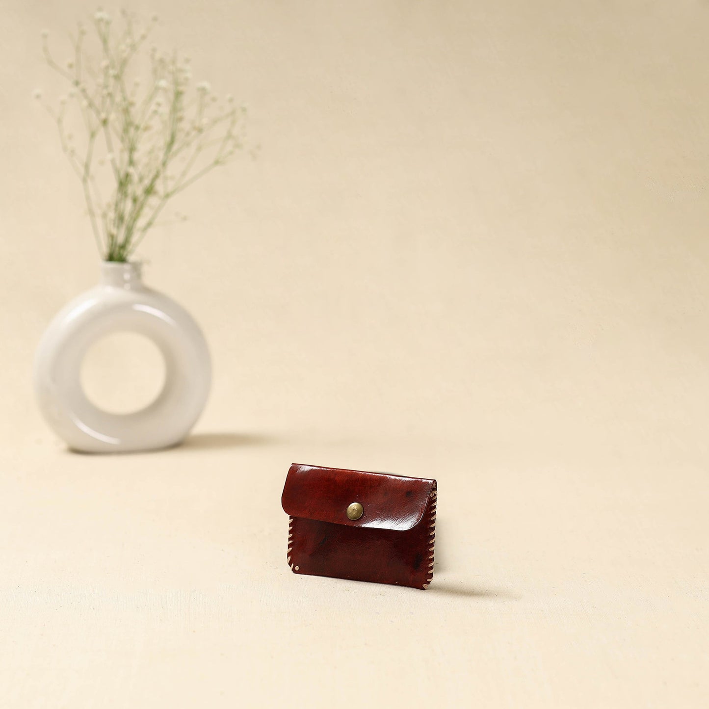 Maroon - handcrafted kutch embroidery leather card holder 10