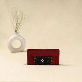 Maroon - handcrafted kutch leather clutch / wallet 27