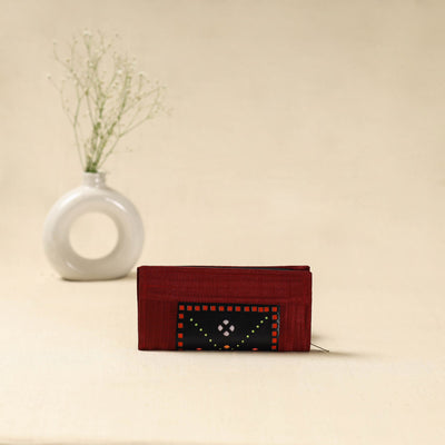Maroon - handcrafted kutch leather clutch / wallet 27