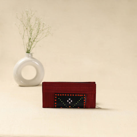 Maroon - handcrafted kutch leather clutch / wallet 27