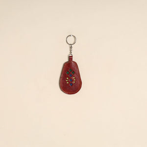 Maroon - handcrafted kutch leather keychain 08