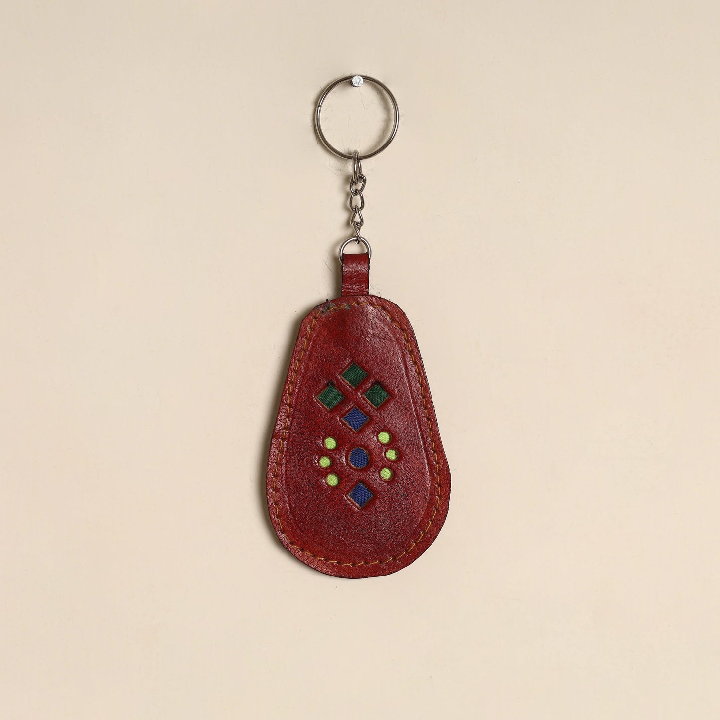 Maroon - handcrafted kutch leather keychain 08