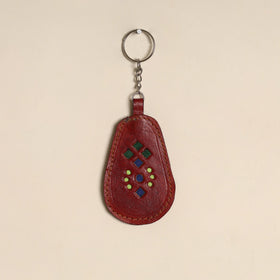 Maroon - handcrafted kutch leather keychain 08
