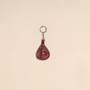 Maroon - handcrafted kutch leather keychain 10