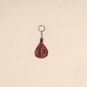 Maroon - handcrafted kutch leather keychain 10