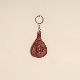 Maroon - handcrafted kutch leather keychain 10