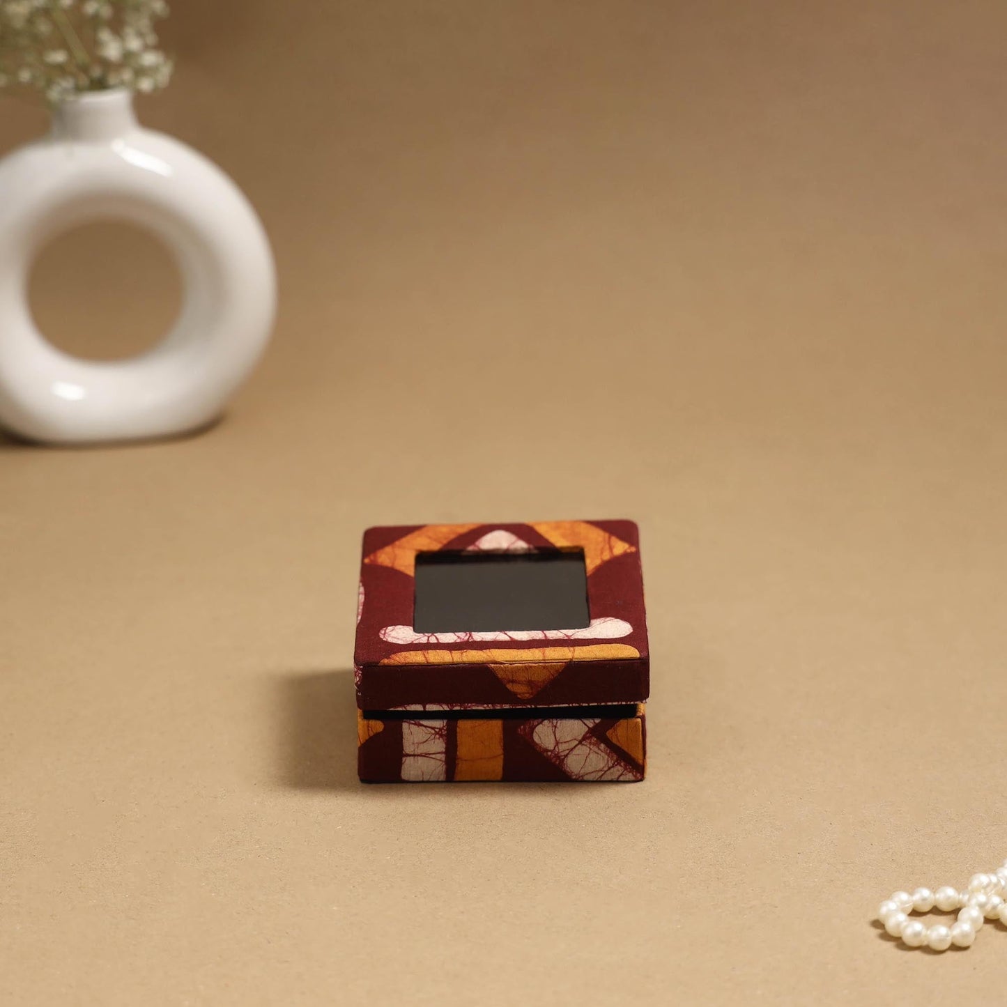 Handcrafted printed fabric ring/earring box 36