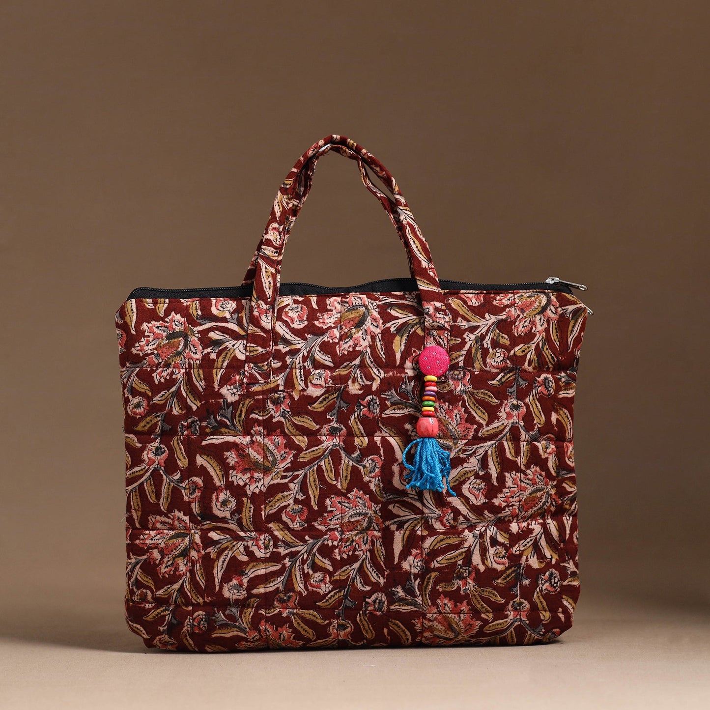 Maroon Handcrafted Quilted Cotton Hand Bag 08