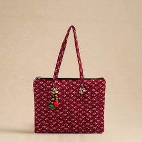 Maroon Handcrafted Quilted Cotton Hand Bag