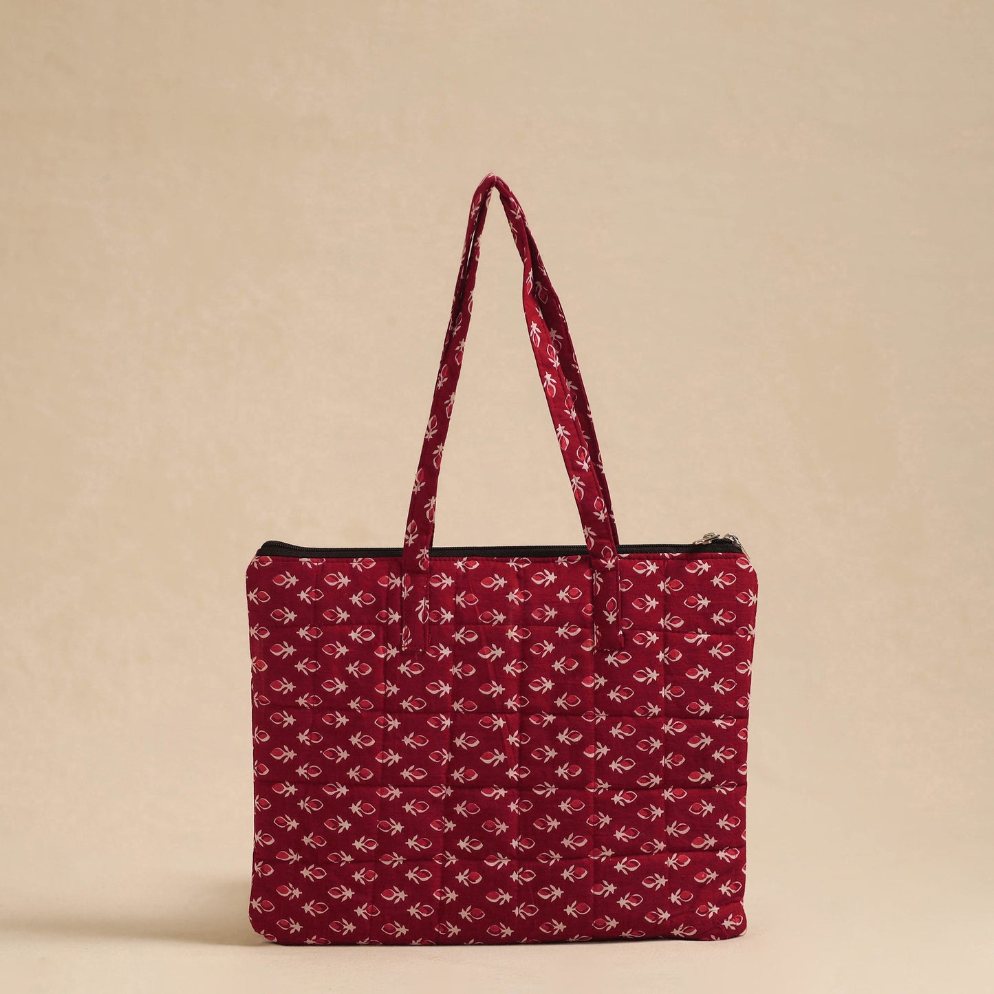 Maroon Handcrafted Quilted Cotton Hand Bag