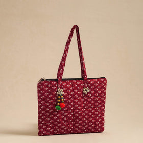 Maroon Handcrafted Quilted Cotton Hand Bag