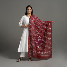 Buy Handloom Chanderi Silk Hand Batik Printed Dupatta