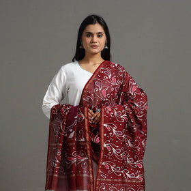 Buy Handloom Chanderi Silk Hand Batik Printed Dupatta