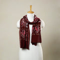 Buy Maroon Handloom Chanderi Silk Hand Batik Print Stole