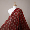 Maroon Block Print Handloom Chanderi Silk Pipad Fabric