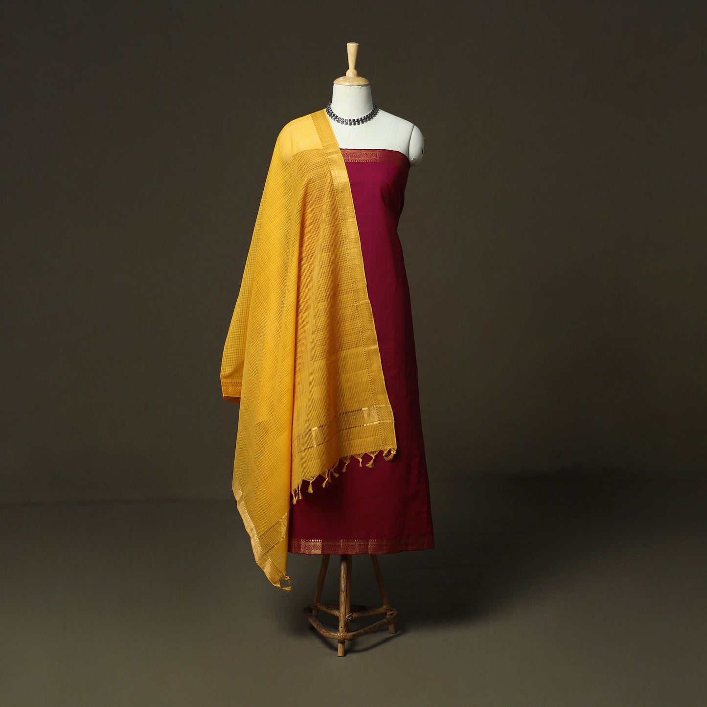 Handloom cotton mangalagiri 3pc unstitched dress material
