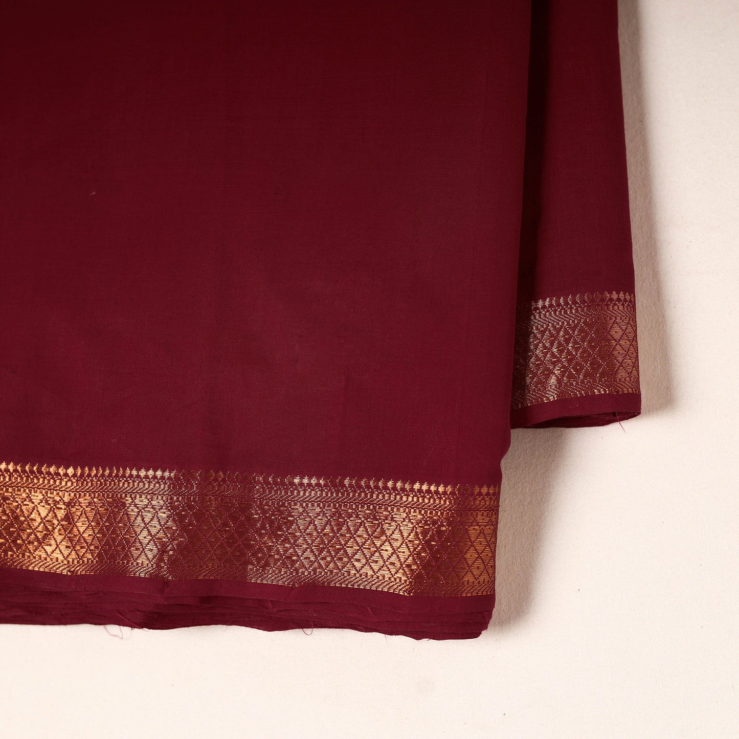 Maroon - handloom cotton mangalagiri fabric with zari