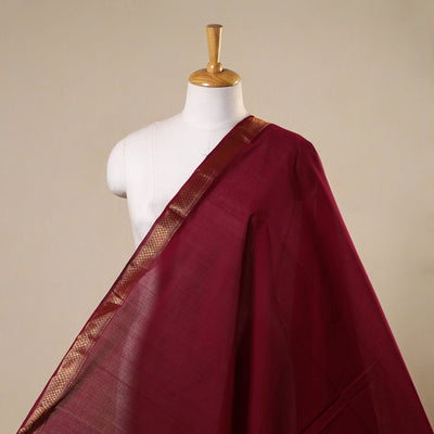 Maroon - handloom cotton mangalagiri fabric with zari